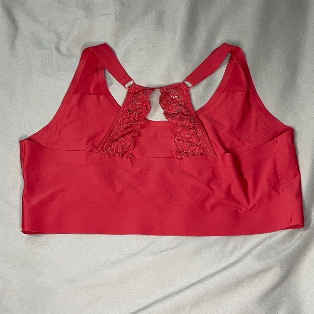 💰Nautica Red Seamless Bralette With Lace Features Size Large - Picture 2 of 3